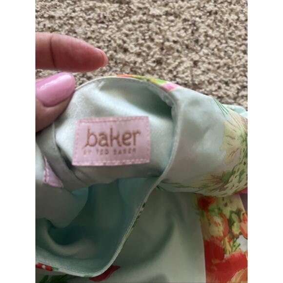 Ted Baker Toddler Girls Floral Cap Sleeve Dress Blue Size 2T Light Green Lined - Picture 10 of 10